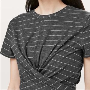Lululemon gray striped tie crop top size 6/8
